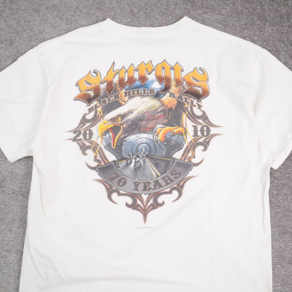 2010 Sturgis Bikercore Motorcycle Rally USA Large White Short Sleeve T-Shirt - Picture 9 of 9
